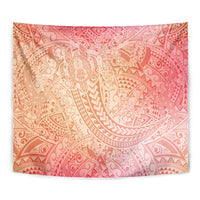 Hawaiian Turtles and Leis Tapestry Tribal Kakau Pattern Peach Fuzz Color LT03 - Polynesian Pride