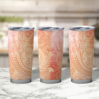 Hawaiian Turtles and Leis Tumbler Cup Tribal Kakau Pattern Peach Fuzz Color LT03 - Polynesian Pride