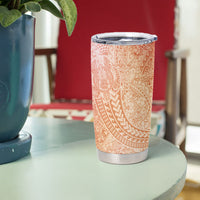 Hawaiian Turtles and Leis Tumbler Cup Tribal Kakau Pattern Peach Fuzz Color LT03 - Polynesian Pride