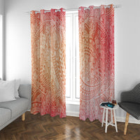 Hawaiian Turtles and Leis Window Curtain Tribal Kakau Pattern Peach Fuzz Color LT03 With Grommets Peach Fuzz - Polynesian Pride