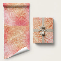 Hawaiian Turtles and Leis Wrapping Paper Tribal Kakau Pattern Peach Fuzz Color LT03 58" × 23" Peach Fuzz - Polynesian Pride