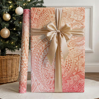 Hawaiian Turtles and Leis Wrapping Paper Tribal Kakau Pattern Peach Fuzz Color LT03 - Polynesian Pride