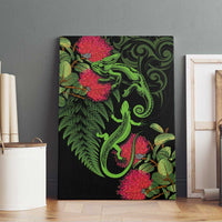 New Zealand Chameleon and Gecko Canvas Wall Art Maori Silver Fern and Pohutukawa Decoration