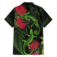 New Zealand Chameleon and Gecko Family Matching Tank Maxi Dress and Hawaiian Shirt Maori Silver Fern and Pohutukawa Decoration LT03 - Polynesian Pride