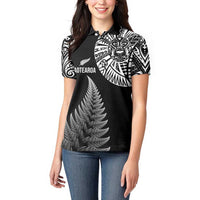 Personalised New Zealand Maori Art Tattoo and Silver Fern Women Polo Shirt