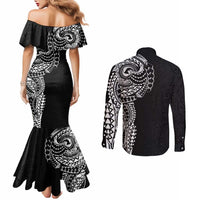 Polynesian Art Traditional Tattoo Pattern Couples Matching Mermaid Dress and Long Sleeve Button Shirt LT03 - Polynesian Pride