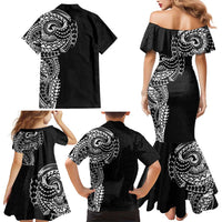 Polynesian Art Traditional Tattoo Pattern Family Matching Mermaid Dress and Hawaiian Shirt