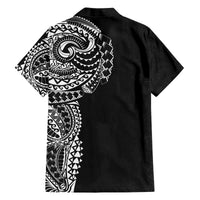 Polynesian Art Traditional Tattoo Pattern Family Matching Off Shoulder Short Dress and Hawaiian Shirt LT03 - Polynesian Pride