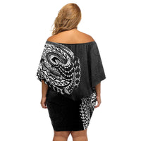 Polynesian Art Traditional Tattoo Pattern Family Matching Off Shoulder Short Dress and Hawaiian Shirt LT03 - Polynesian Pride