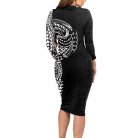 Polynesian Art Traditional Tattoo Pattern Long Sleeve Bodycon Dress