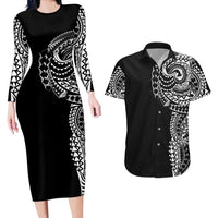 Polynesian Art Traditional Tattoo Couples Matching Long Sleeve Bodycon Dress and Hawaiian Shirt Simple Style