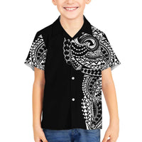Polynesian Art Traditional Tattoo Family Matching Off Shoulder Short Dress and Hawaiian Shirt Simple Style
