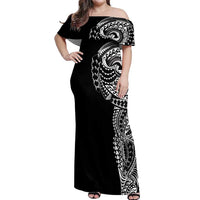 Polynesian Art Traditional Tattoo Off Shoulder Maxi Dress Simple Style
