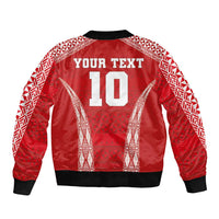 Custom Tonga Pacific Rugby 2024 Sleeve Zip Bomber Jacket Ngatu Tribal Pattern