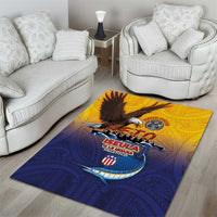 American Samoa Fautasi Area Rug Bald Eage and Sailfish with Kakau Motifs - Polynesian Pride