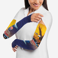 American Samoa Fautasi Arm Sleeves Bald Eage and Sailfish with Kakau Motifs - Polynesian Pride