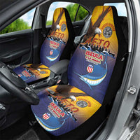 American Samoa Fautasi Car Seat Cover Bald Eage and Sailfish with Kakau Motifs - Polynesian Pride