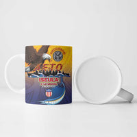 American Samoa Fautasi Ceramic Mug Bald Eage and Sailfish with Kakau Motifs - Polynesian Pride