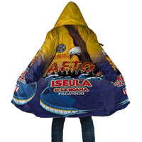 American Samoa Fautasi Cloak Bald Eage and Sailfish with Kakau Motifs LT03 Unisex Yellow - Polynesian Pride