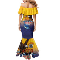 American Samoa Fautasi Mermaid Dress Bald Eage and Sailfish with Kakau Motifs - Polynesian Pride