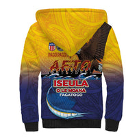 American Samoa Fautasi Sherpa Hoodie Bald Eage and Sailfish with Kakau Motifs - Polynesian Pride