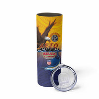 American Samoa Fautasi Skinny Tumbler Bald Eage and Sailfish with Kakau Motifs - Polynesian Pride