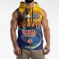 American Samoa Fautasi Sleeveless Zip Hoodie Bald Eage and Sailfish with Kakau Motifs - Polynesian Pride