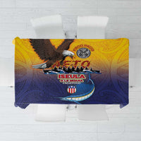 American Samoa Fautasi Tablecloth Bald Eage and Sailfish with Kakau Motifs - Polynesian Pride