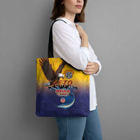 American Samoa Fautasi Tote Bag Bald Eage and Sailfish with Kakau Motifs - Polynesian Pride