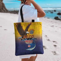 American Samoa Fautasi Tote Bag Bald Eage and Sailfish with Kakau Motifs - Polynesian Pride