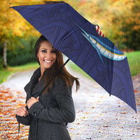 American Samoa Fautasi Umbrella Bald Eage and Sailfish with Kakau Motifs LT03 - Polynesian Pride