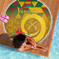 Melanesian Vanuatu Beach Blanket With Tapa Tribal Pattern and Triangle Geometric Tricolor - Polynesian Pride