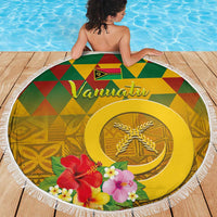 Melanesian Vanuatu Beach Blanket With Tapa Tribal Pattern and Triangle Geometric Tricolor - Polynesian Pride