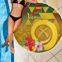 Melanesian Vanuatu Beach Blanket With Tapa Tribal Pattern and Triangle Geometric Tricolor - Polynesian Pride