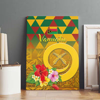 Melanesian Vanuatu Canvas Wall Art With Tapa Tribal Pattern and Triangle Geometric Tricolor - Polynesian Pride