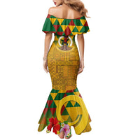 Melanesian Vanuatu Family Matching Mermaid Dress and Hawaiian Shirt With Tapa Tribal Pattern and Triangle Geometric Tricolor - Polynesian Pride