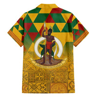 Melanesian Vanuatu Family Matching Tank Maxi Dress and Hawaiian Shirt With Tapa Tribal Pattern and Triangle Geometric Tricolor - Polynesian Pride