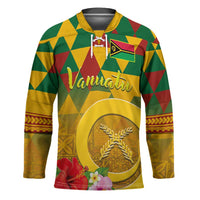 Melanesian Vanuatu Hockey Jersey With Tapa Tribal Pattern and Triangle Geometric Tricolor LT03 Unisex Yellow - Polynesian Pride