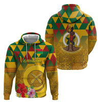 Melanesian Vanuatu Hoodie With Tapa Tribal Pattern and Triangle Geometric Tricolor - Polynesian Pride