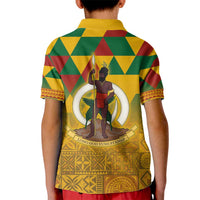 Melanesian Vanuatu Kid Polo Shirt With Tapa Tribal Pattern and Triangle Geometric Tricolor LT03 - Polynesian Pride