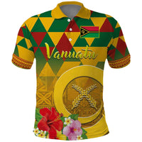 Melanesian Vanuatu Polo Shirt With Tapa Tribal Pattern and Triangle Geometric Tricolor LT03 Yellow - Polynesian Pride