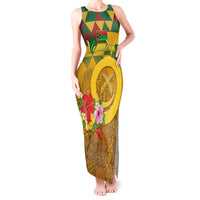 Melanesian Vanuatu Tank Maxi Dress With Tapa Tribal Pattern and Triangle Geometric Tricolor - Polynesian Pride