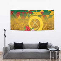 Melanesian Vanuatu Tapestry With Tapa Tribal Pattern and Triangle Geometric Tricolor LT03 - Polynesian Pride