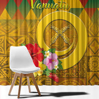 Melanesian Vanuatu Window Curtain With Tapa Tribal Pattern and Triangle Geometric Tricolor - Polynesian Pride