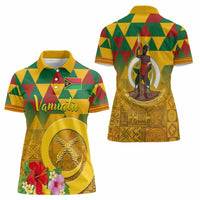 Melanesian Vanuatu Women Polo Shirt With Tapa Tribal Pattern and Triangle Geometric Tricolor - Polynesian Pride