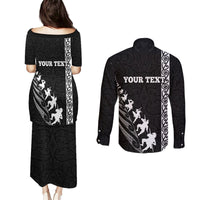 Custom New Zealand Rugby Couples Matching Puletasi Dress and Long Sleeve Button Shirts Haka Dance Tribal God Mask Maori Pattern LT03 - Polynesian Pride