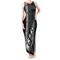 Custom New Zealand Rugby Tank Maxi Dress Haka Dance Tribal God Mask Maori Pattern LT03 Women Black - Polynesian Pride