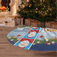 Merry Christmas Tree Skirt Funny Santa Claus Cards Photo and Polynesian Pattern Blue Color LT03 - Polynesian Pride