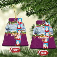 Merry Christmas Ceramic Ornament Funny Santa Claus Cards Photo and Polynesian Pattern Pink Color