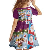 Merry Christmas Family Matching Summer Maxi Dress and Hawaiian Shirt Funny Santa Claus Cards Photo and Polynesian Pattern Pink Color
